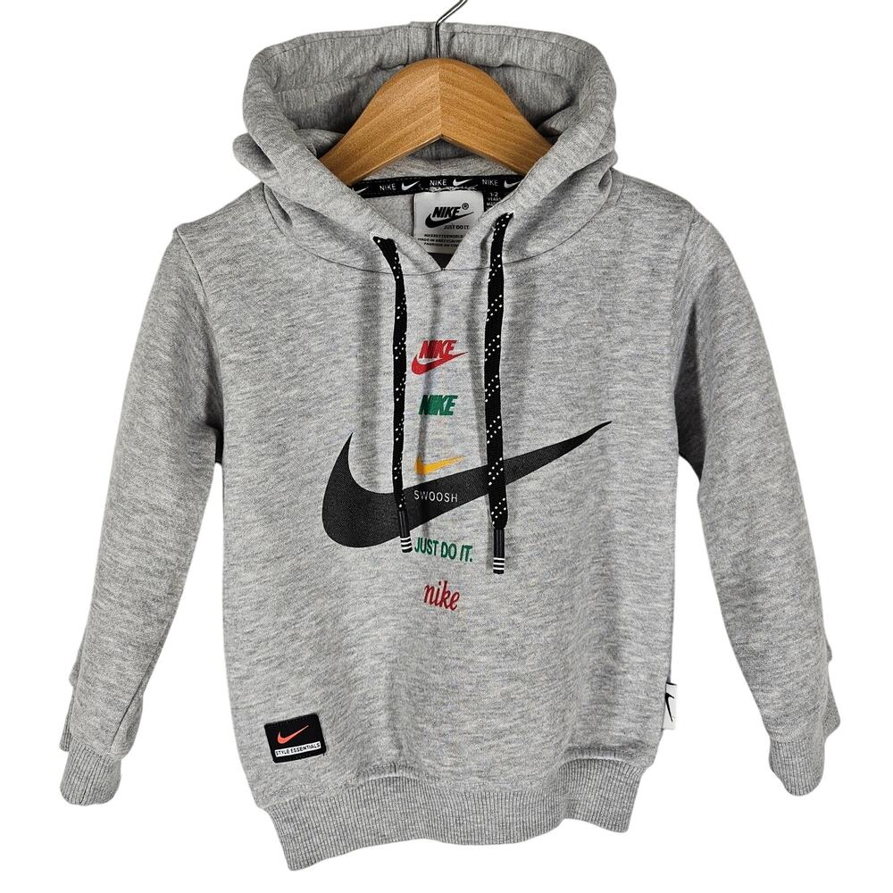 NIKE TODDLER BOY'S STYLE ESSENTIALS SWOOSH JUST DO IT GRAY HOODIE SIZE 1-2 YEARS